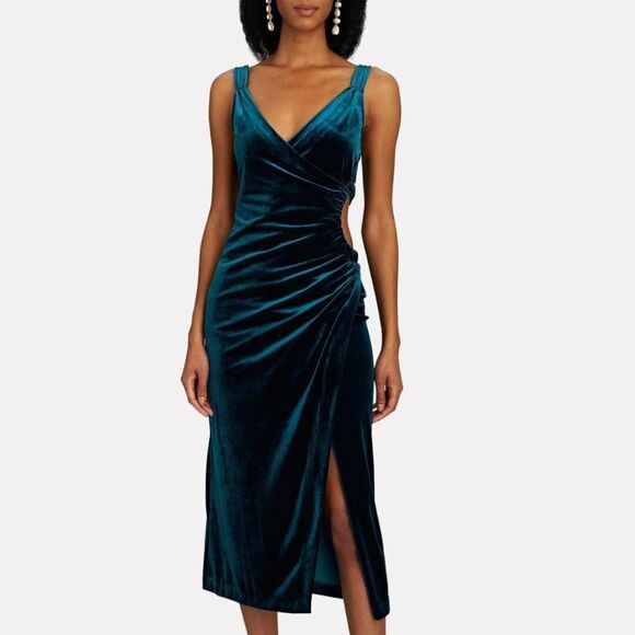 Jonathan Simkhai Dresses & Skirts - NIGHT NIGHT by Jonathan Simkhai Womens Blue Dk Cut Out Velvet Midi Dress…